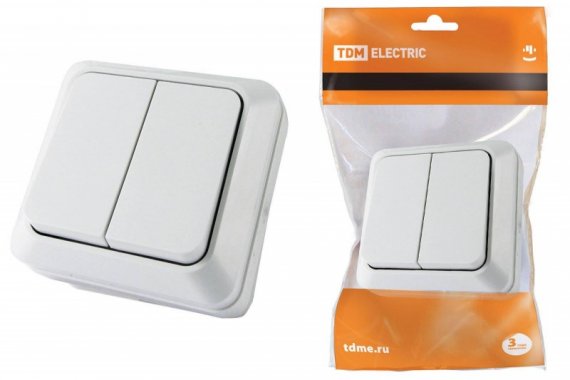 Фотография товара 'Tdm Выключатель 2-кл. открытой установки IP20 10А SQ1801-0003'