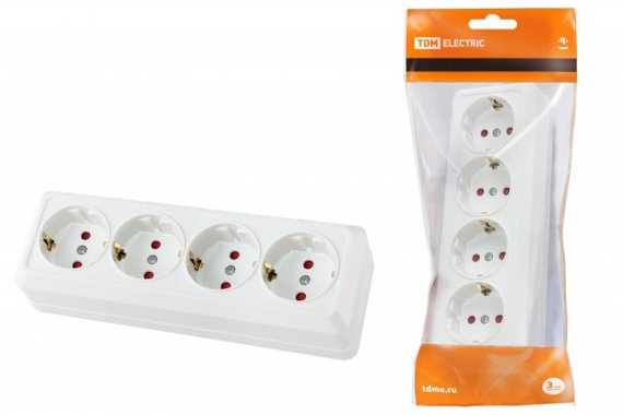 Фотография товара 'Tdm Розетка 4-х местная горизонтальная 2П+3 открытой установки IP20 16A SQ1801-0131'
