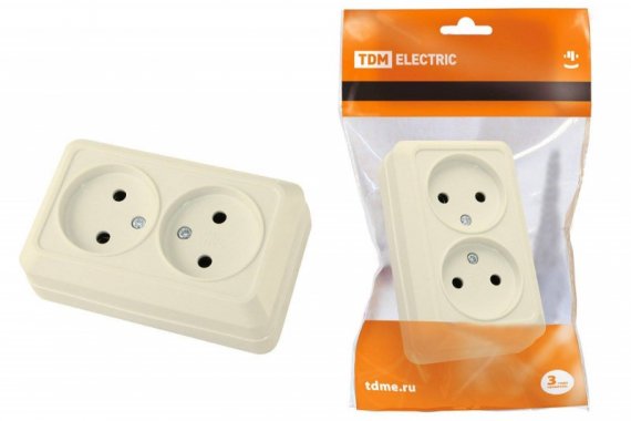 Фотография товара 'Tdm Розетка двойная 2П открытой установки IP20 10А SQ1801-0018'