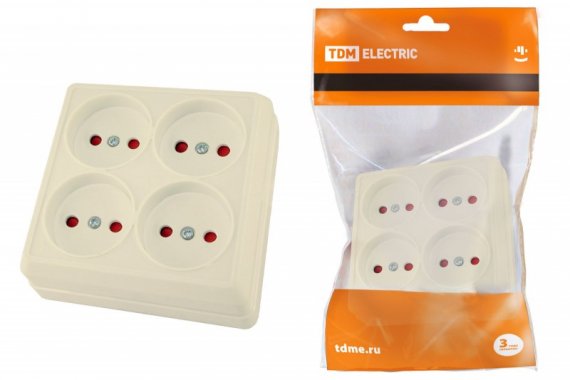 Фотография товара 'Tdm Розетка четырехместная 2П открытой установки IP20 10A SQ1801-0221'