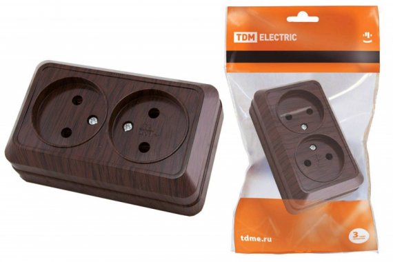 Фотография товара 'Tdm Розетка двойная 2П открытой установки IP20 10А SQ1801-0035'