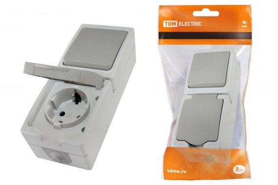 Фотография товара 'Tdm Блок комбинированный (вертикальный) выключатель 1-кл. БКВР IP54 SQ1803-0011'