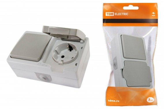 Фотография товара 'Tdm Блок комбинированный (горизонтальный) выключатель 1-кл. БКВР IP54 SQ1803-0010'