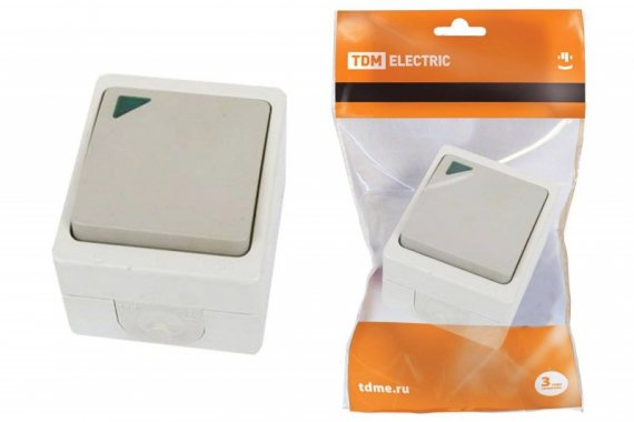 Фотография товара 'Tdm Выключатель 1-кл. с подсветкой открытой установки IP54 10А SQ1803-0004'