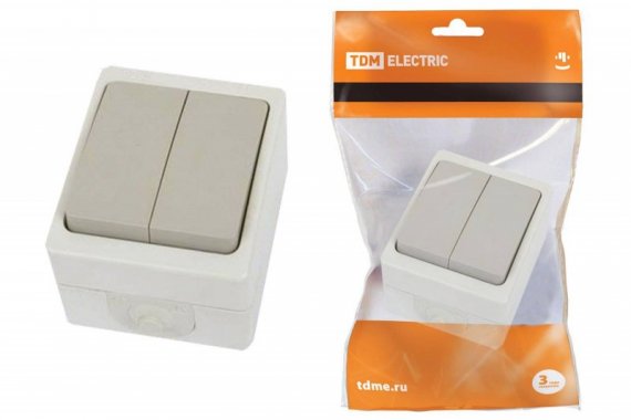 Фотография товара 'Tdm Выключатель 2-кл. открытой установки IP54 10А SQ1803-0002'