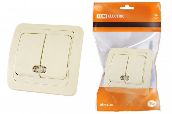 Фотография товара 'Tdm Выключатель 2-кл. с подсветкой 10А SQ1804-0106'