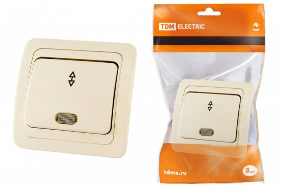Фотография товара 'Tdm Переключатель на 2 направления с подсветкой 10А SQ1804-0105'