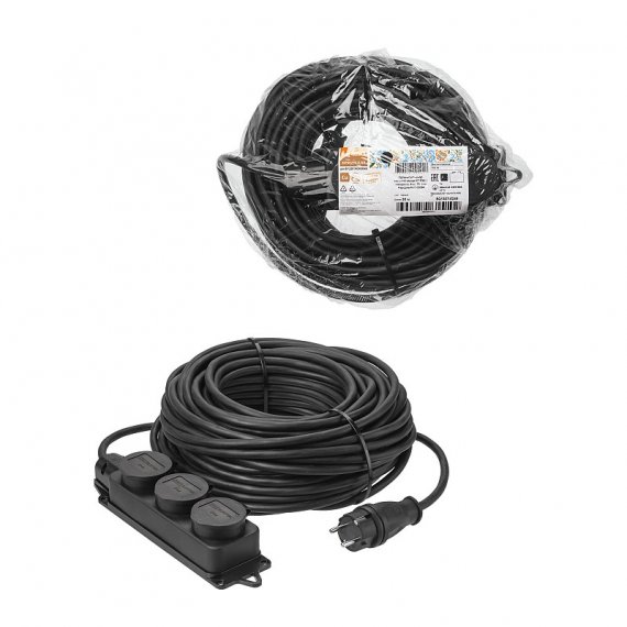 Фотография товара 'Tdm SQ1307-0248 Удлинитель-шнур силовой каучук, КГ, IP44, 3 гнезда с/з, 4000 Вт'