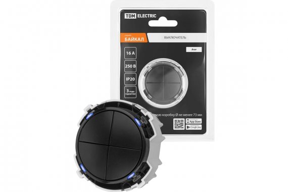 Фотография товара 'Tdm SQ1819-0240 Выключатель 4-кл. 16А 250В сенсорный агат, "Байкал"'