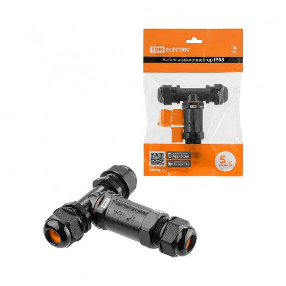 Фотография товара 'Tdm SQ0589-0403 Кабельный коннектор Т-образный (клеммник 3PIN) IP68'