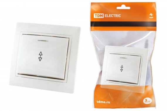 Фотография товара 'Tdm Выключатель на 2 направления 1 кл. с подсветкой 10А SQ1814-0008'
