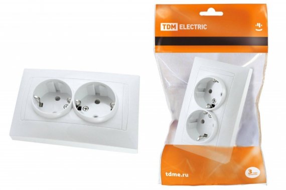 Фотография товара 'Tdm Розетка двойная 2П+З 16А 250В SQ1815-0013'