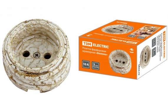Фотография товара 'Tdm Розетка фарфоровая 2П 10А 250В SQ1820-0006'
