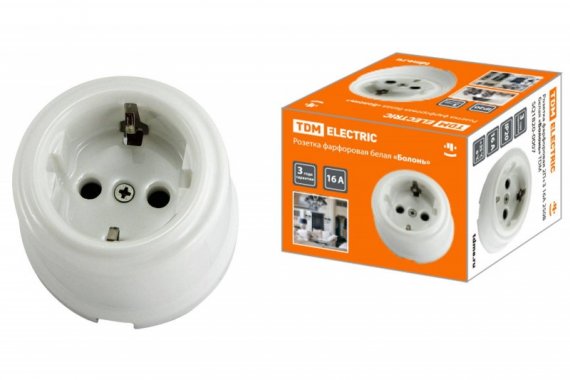 Фотография товара 'Tdm Розетка фарфоровая 2П+З 16А 250В SQ1820-0007'