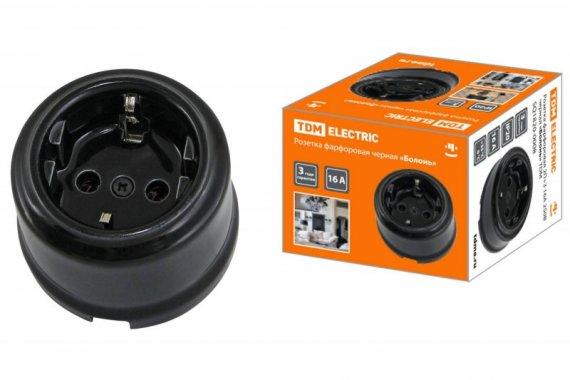 Фотография товара 'Tdm Розетка фарфоровая 2П+З 16А 250В SQ1820-0008'