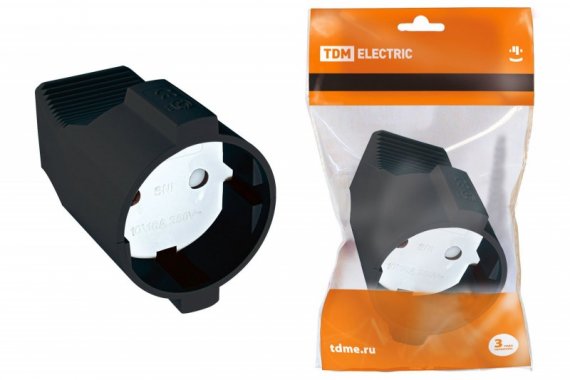 Фотография товара 'Tdm Кабельная розетка 2П б/з с з/ш 10А 250B SQ1806-0030'