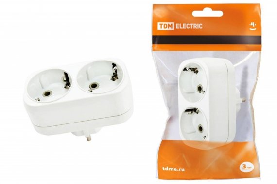 Фотография товара 'Tdm Блок на 2 гнезда 2П+З плоский 16А 250B SQ1806-0026'