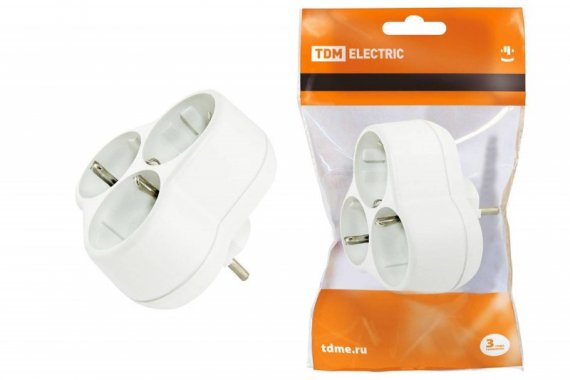 Фотография товара 'Tdm Блок на 3 гнезда 2П+З круглый 16А 250B SQ1806-0028'