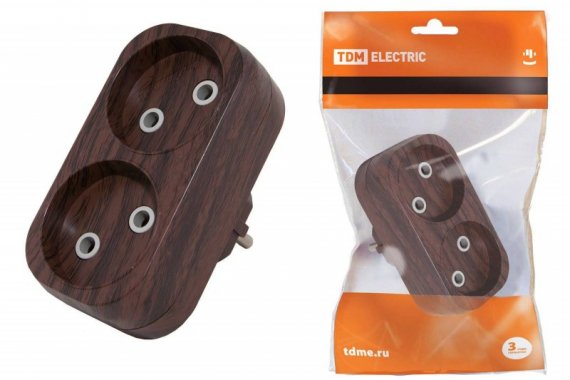 Фотография товара 'Tdm Блок на 2 гнезда 2П б/з плоский 6А 250B "Эко" SQ1806-0078'