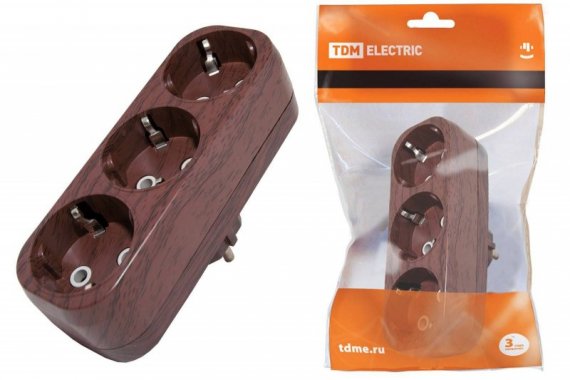 Фотография товара 'Tdm Блок на 3 гнезда 2П б/з плоский 6А 250B "Эко" SQ1806-0080'