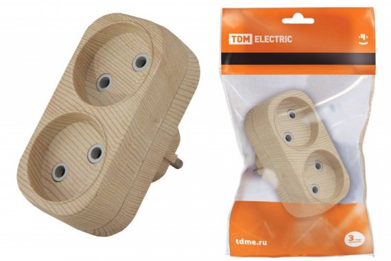 Фотография товара 'Tdm Блок на 2 гнезда 2П б/з плоский 6А 250B "Эко" SQ1806-0073'