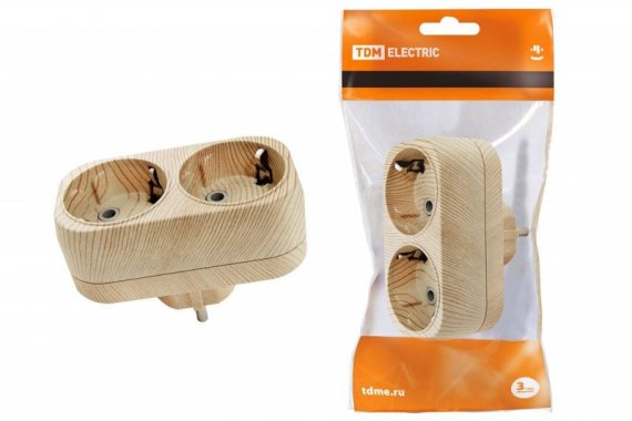 Фотография товара 'Tdm Блок на 2 гнезда 2П+З плоский 16А 250B "Эко" SQ1806-0074'