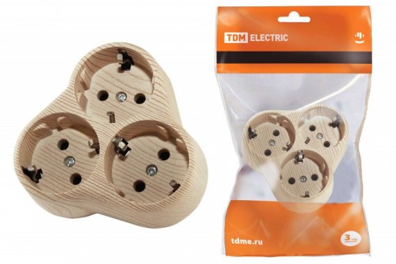 Фотография товара 'Tdm Блок на 3 гнезда 2П+З круглый 16А 250B "Эко" SQ1806-0077'