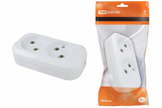 Фотография товара 'Tdm Колодка розеточная 2 гнезда 2П б/з 10А 250В SQ1806-0012'