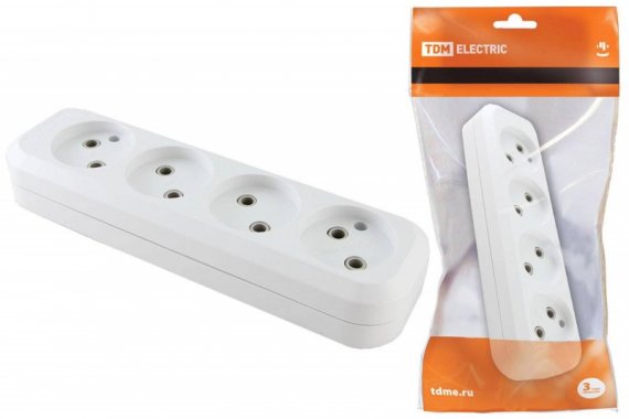 Фотография товара 'Tdm Колодка розеточная 4 гнезда 2П б/з 10А 250В SQ1806-0011'