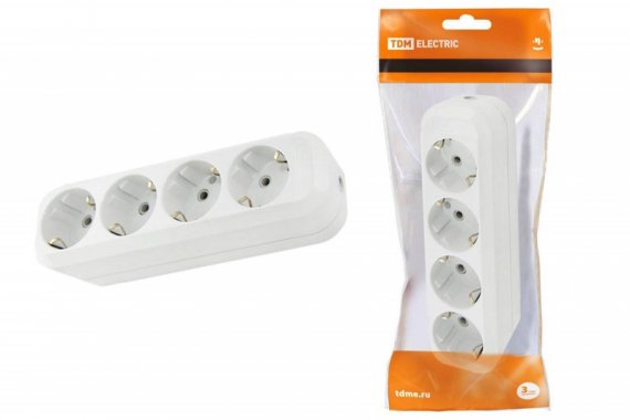Фотография товара 'Tdm Колодка розеточная 4 гнезда 2П+3 16А 250В SQ1806-0014'