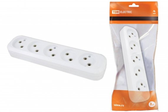 Фотография товара 'Tdm Колодка розеточная 5 гнезд 2П б/з 10А 250В SQ1806-0034'