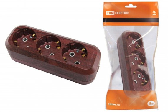 Фотография товара 'Tdm Колодка розеточная 3 гнезда 2П+3 16А 250В SQ1806-0062'