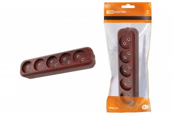 Фотография товара 'Tdm Колодка розеточная 5 гнезд 2П б/з 10А 250В SQ1806-0067'