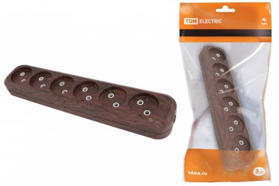 Фотография товара 'Tdm Колодка розеточная 6 гнезд 2П б/з 10А 250В SQ1806-0070'