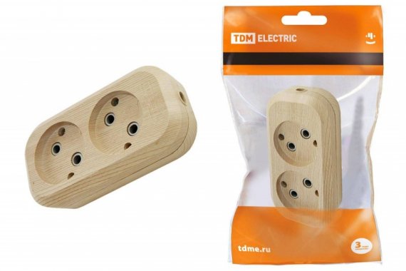 Фотография товара 'Tdm Колодка розеточная 2 гнезда 2П б/з 10А 250В "Эко" SQ1806-0045'