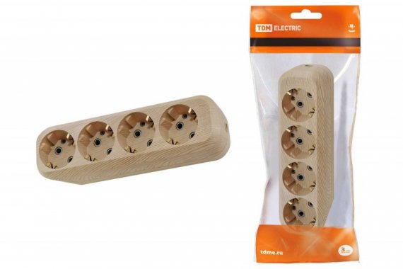 Фотография товара 'Tdm Колодка розеточная 4 гнезда 2П+3 16А 250В "Эко" SQ1806-0051'