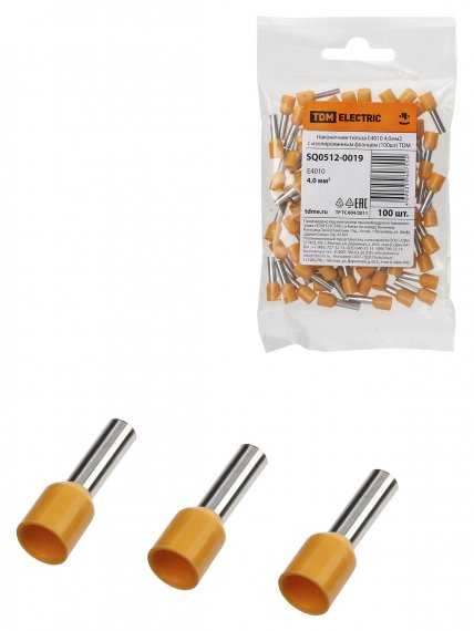 Фотография товара 'Tdm Наконечник-гильза Е4010 4,0мм2 с изолированным фланцем, SQ0512-0019'