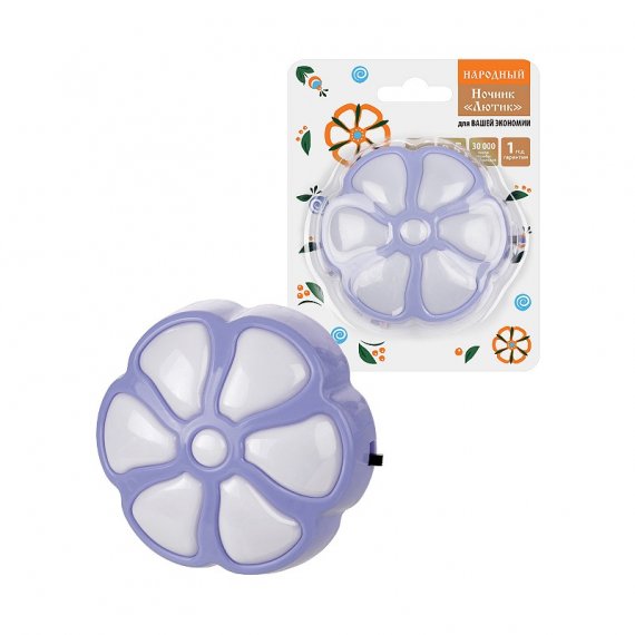 Фотография товара 'Tdm SQ0357-0062 Ночник "Лютик" с выключателем, 0,5 Вт, фиолетовый, 220 В'