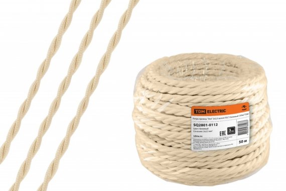 Фотография товара 'Tdm Ретро провод "Эко" 2х2,5 витой SQ2801-0112'