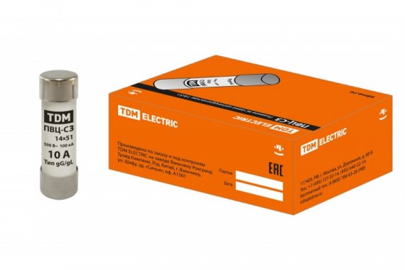 Фотография товара 'Tdm Плавкая вставка ПВЦ-С3 14х51 10А SQ0729-0015'