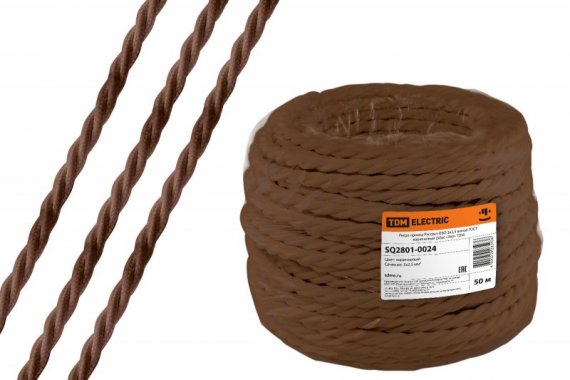 Фотография товара 'Tdm Ретро провод "Эко" 3х2,5 витой ГОСТ SQ2801-0224'