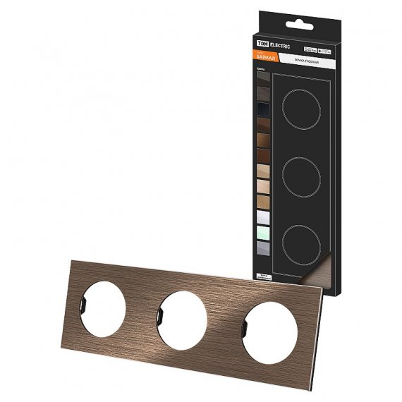 Фотография товара 'Tdm SQ1819-0462 Рамка тройная бронза, алюминий, шлифованный, "Байкал"'