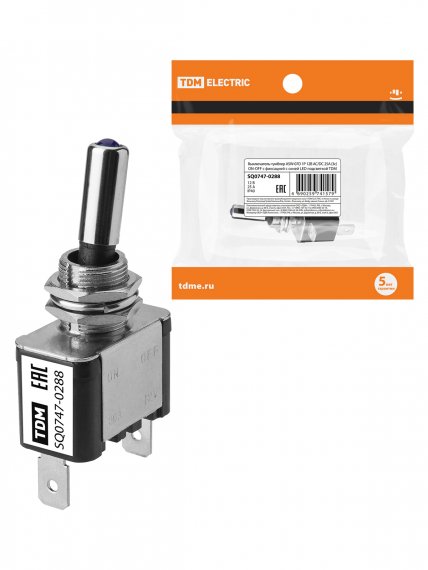 Фотография товара 'Tdm SQ0747-0288 Выключатель-тумблер ASW-07D 1P 12В AC/DC 25А (3c) ON-OFF'