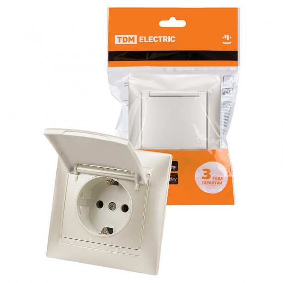Фотография товара 'Tdm SQ1815-0826 Розетка 2П+З 16А 250В  IP44 с крышкой'