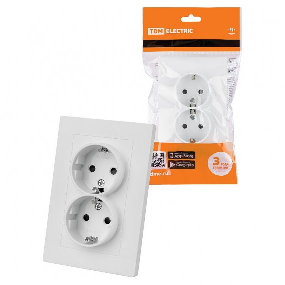 Фотография товара 'Tdm SQ1816-0037 Розетка двойная 2П+З 16А 250В с защ. шт.'