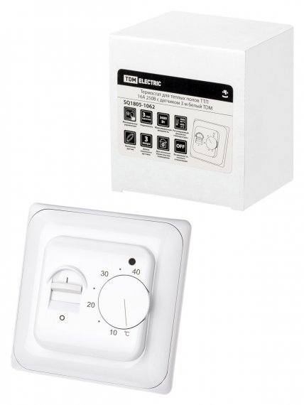 Фотография товара 'Tdm Термостат для теплых полов ТТП 16А 250В с датчиком 3 м, SQ1805-1062'